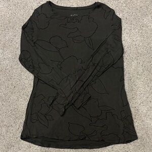 Apt. 9 Black Floral Long Sleeve Top